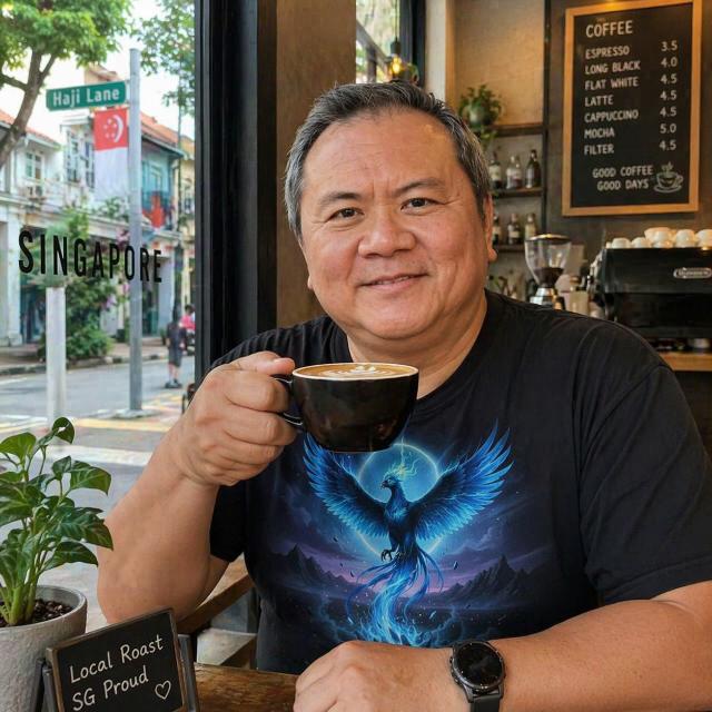 Timothy Tan with a coffee in Singapore