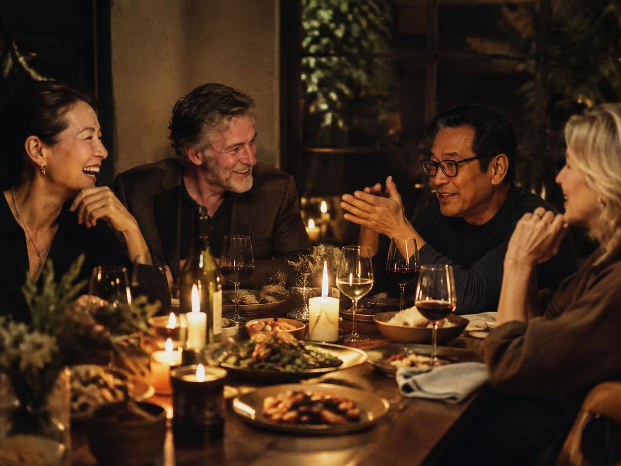 Friends sharing dinner